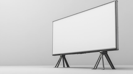 Large freestanding white screen on a seamless white background creating a clean minimalist aesthetic perfect for showcasing visual content