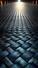 Detailed Macro Shot of Dark Woven Texture with a Soft Light Illuminating the Rough Surface