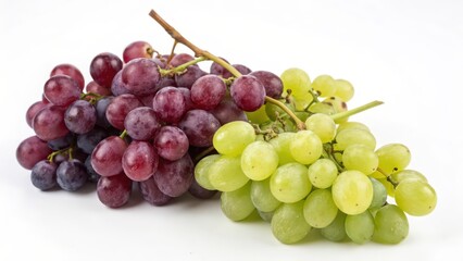 Fototapeta premium Red and Green Grapes on White Background