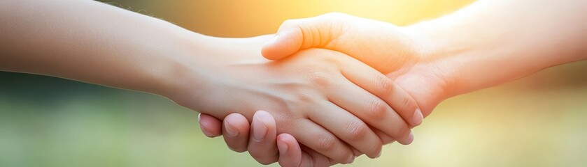 Radiant embrace two people holding hands with the sun shining behind them