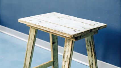 Rustic Wooden Stool on White Background