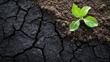 Naklejka premium Toxic fertilizer applied to a drought-stricken farm. Featuring crop damage and soil erosion