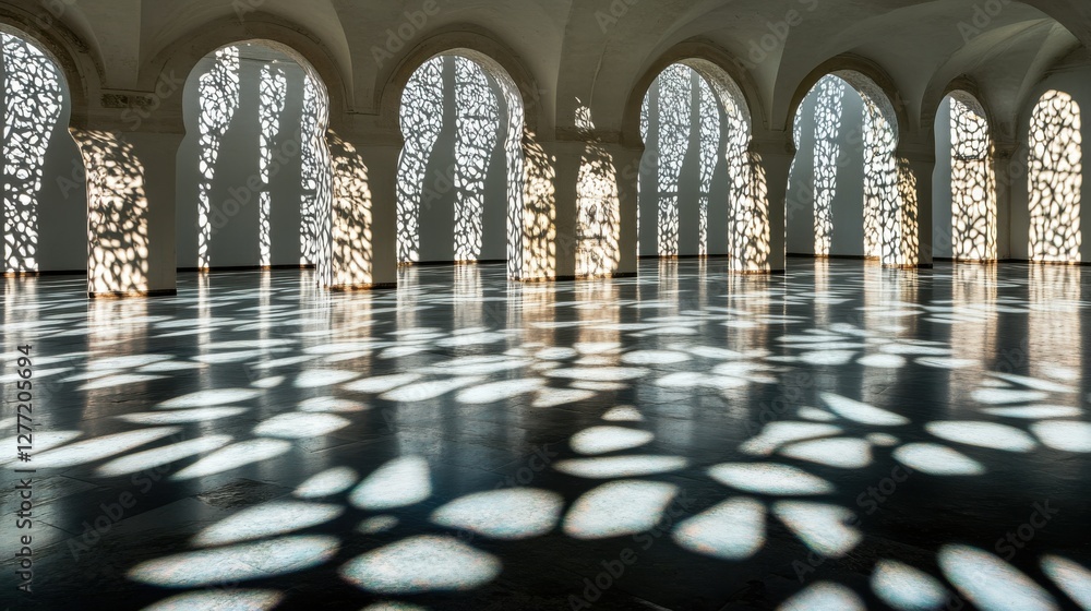 Poster captivating light patterns in an elegant architectural space