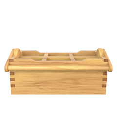 Wooden Tool Box, 3d illustration Isolated on white background
