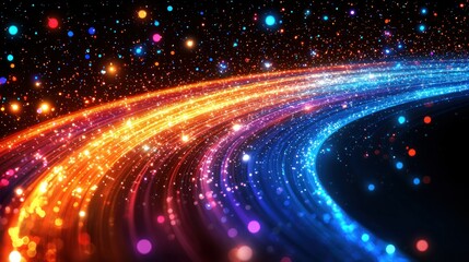 Obraz premium Colorful swirling cosmic light trails in space