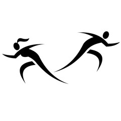 vector exercise silhouette of a man and woman 