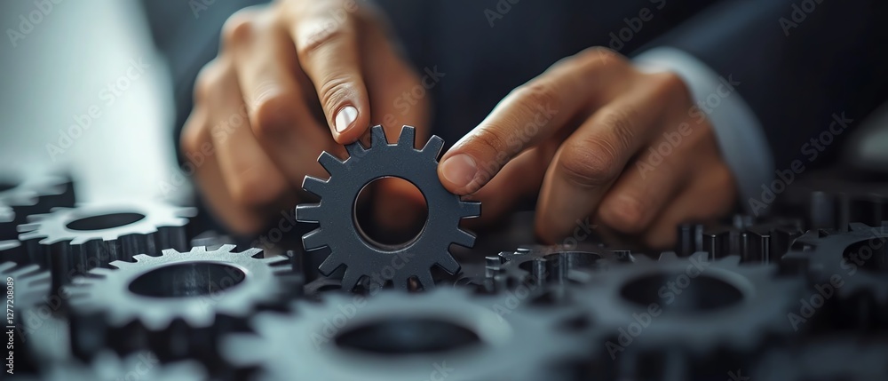 Aufkleber business automation using rpa technology, digital network connections transferring data, businessman