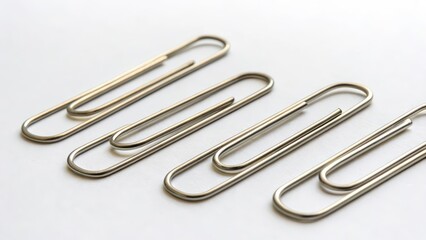 Obraz premium Four Paperclips on White Background
