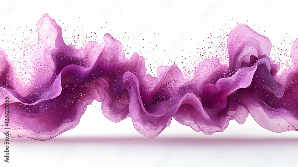 Poster abstract purple wave background with glittering particles and a smooth flowing texture