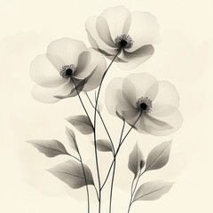 Minimalist Woman Face with Flower Bouquet Line Drawing Abstract Art Continuous Illustration