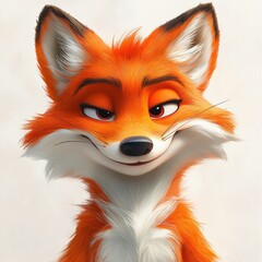 Fototapeta premium playful fox character with oversized ears and mischievous smile in vibrant pop art style