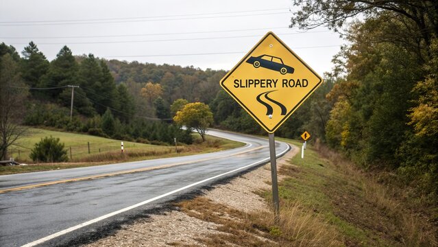 Navigating slippery roads a comprehensive guide to safety on wet highways rural areas informative guide outdoor setting cautionary approach