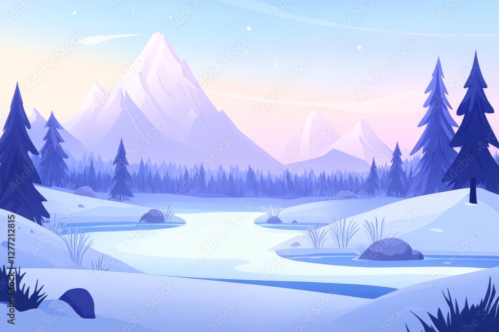 Poster mountain range with a river running through it