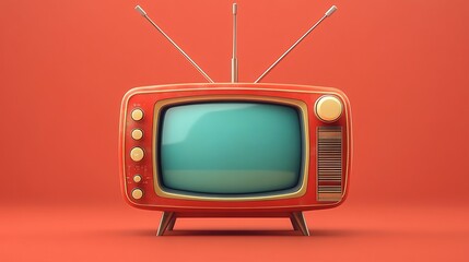 Minimalist vector illustration of a vintage television with antennas isolated on a transparent background ideal for media and tech projects
