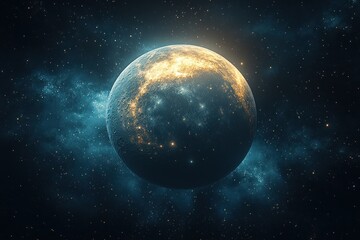 Obraz premium Surreal View of Earth from Moon Surface with Celestial Landscape and Exploration Theme