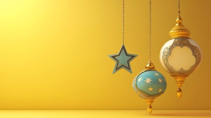 Ramadan Kareem: Festive 3D Render of Elegant Islamic Decorations. Perfect for greeting cards, social media posts, websites, and more. Celebrate the   
