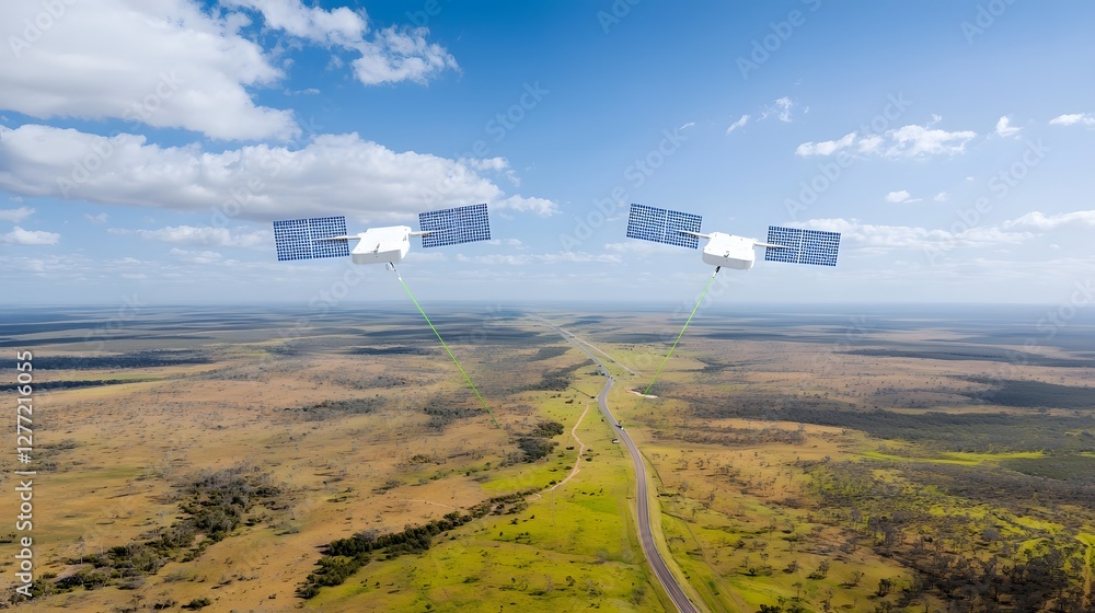 Poster a fleet of satellites orbiting the earth providing crucial connectivity and data transmission servic