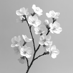 Fototapeta premium Minimalist line art of cherry blossom branch with delicate curves and gentle details