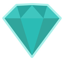 Flat illustration of diamond icon isolated on white background.