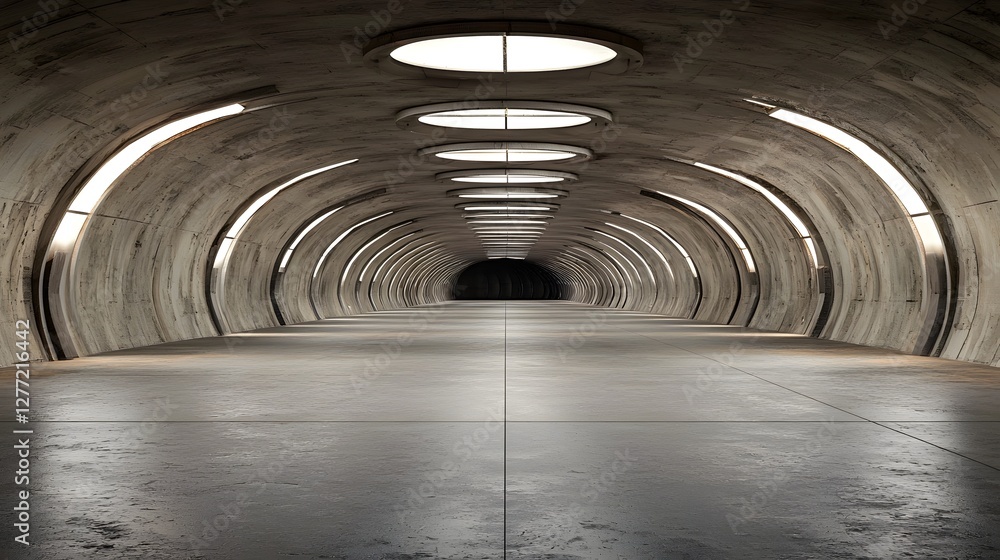 Aufkleber a massive cavernous underground water drainage tunnel with a striking circular shape and geometric m