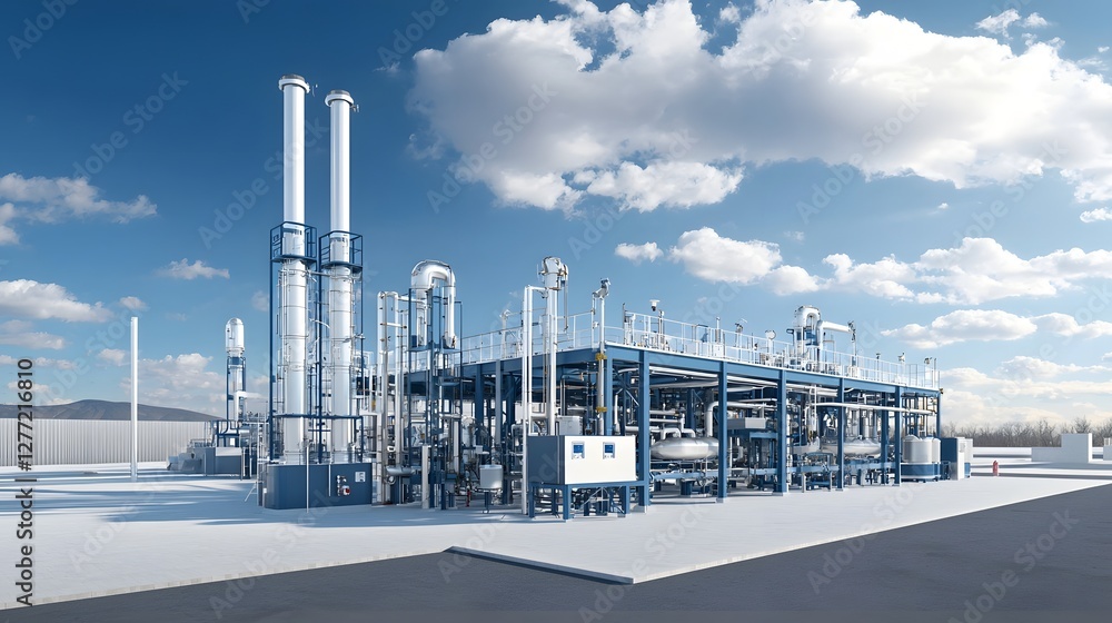 Aufkleber a photo of a cryogenic unit extracting oxygen from the air in an industrial facility the complex ind
