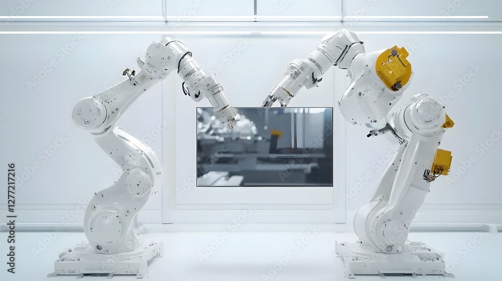 Leinwandbilder a photo showcasing advanced robotic arms meticulously handling and manipulating delicate tv display 