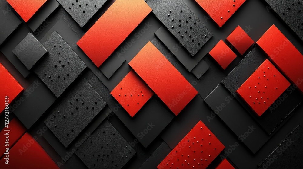 Aufkleber abstract composition of red and black geometric shapes creating a modern design backdrop