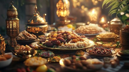 A Bountiful Feast: Authentic Arabic Cuisine, Sumptuous Traditional Dishes, Middle Eastern Food, Delicious Culinary Delights, Rich Spices, Aromatic    