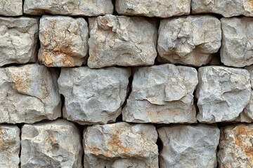 Close Up of a Textured Stone Brick Wall in Gray and Brown Colors under Natural Sunlight