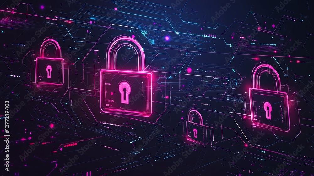 Poster digital security system with multiple padlocks