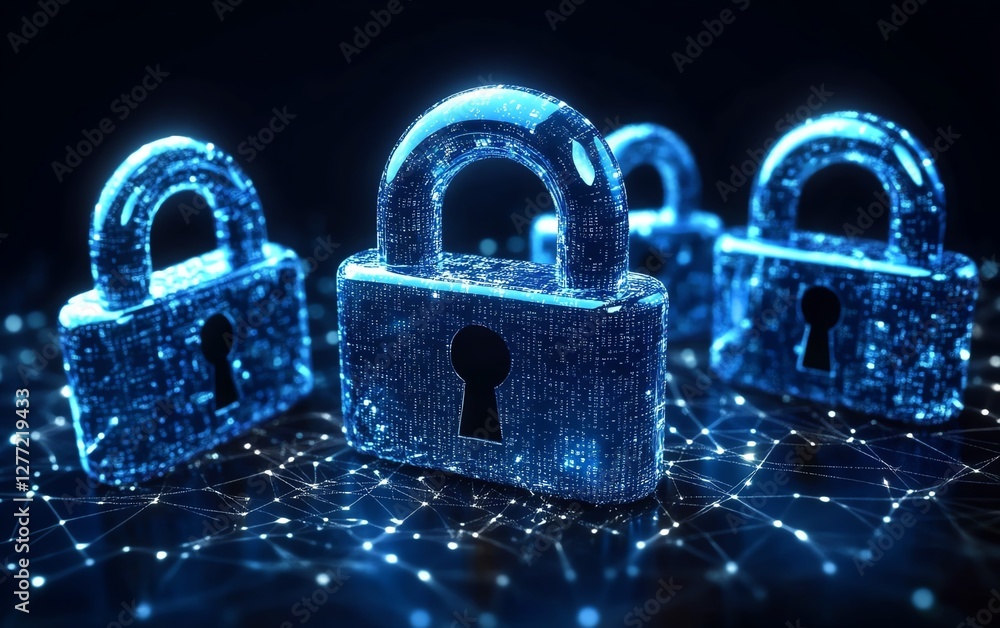 Poster digital security system with multiple padlocks