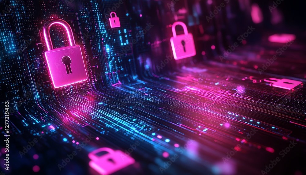 Poster digital security system with multiple padlocks