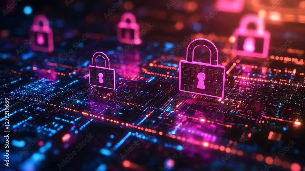 Poster digital security system with multiple padlocks