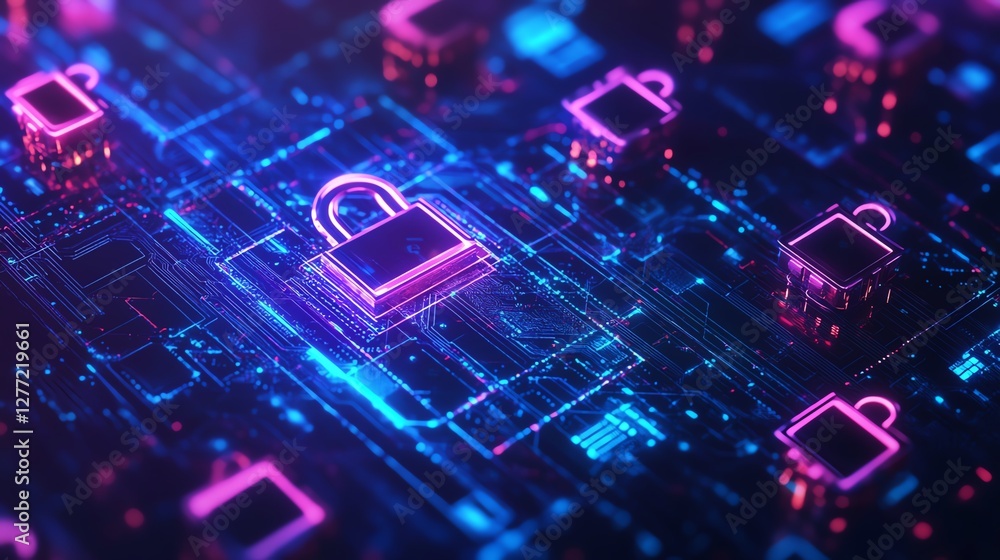 Poster digital security system with multiple padlocks