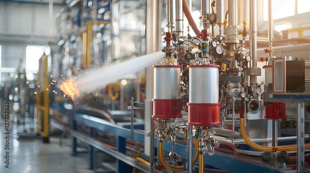 Poster automated manufacturing of halogen free environmentally safe fire suppression systems in a state of 
