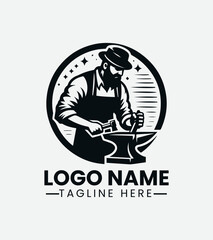 Blacksmith Logo Design, Ironworks Logo, Forge Logo