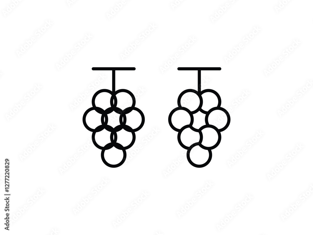 Poster editable vector grape symbol design illustration isolated on transparent background
