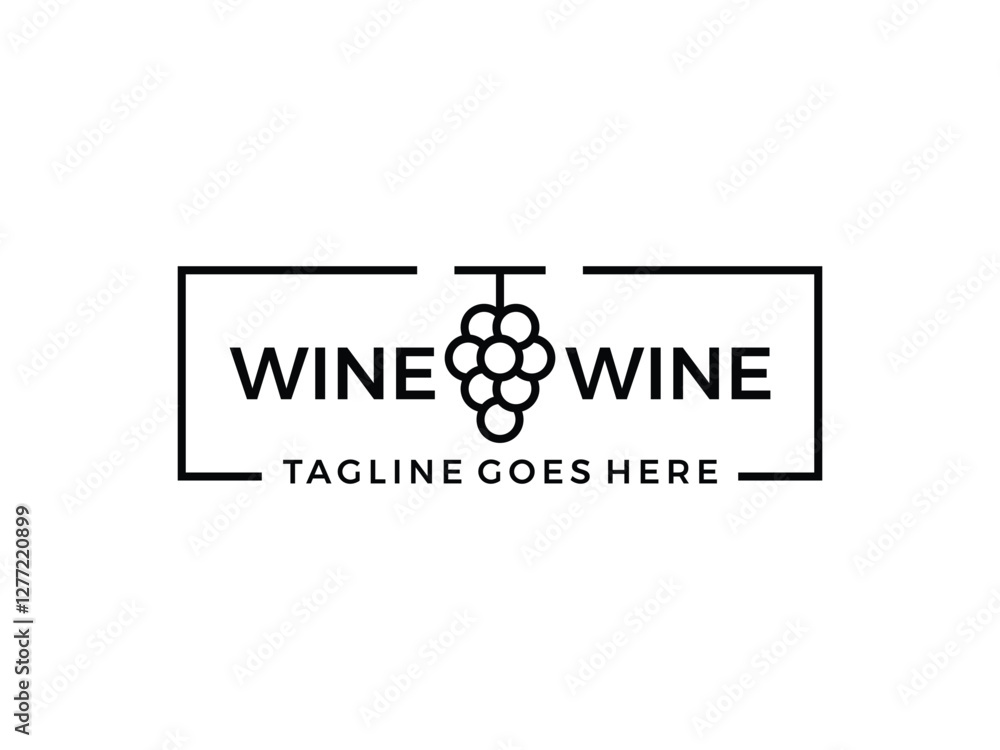 Poster editable vector wine grape symbol design illustration isolated on transparent background