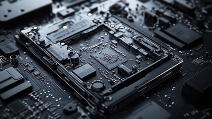 Fototapeta premium Close-up of smartphone motherboard with intricate circuitry design