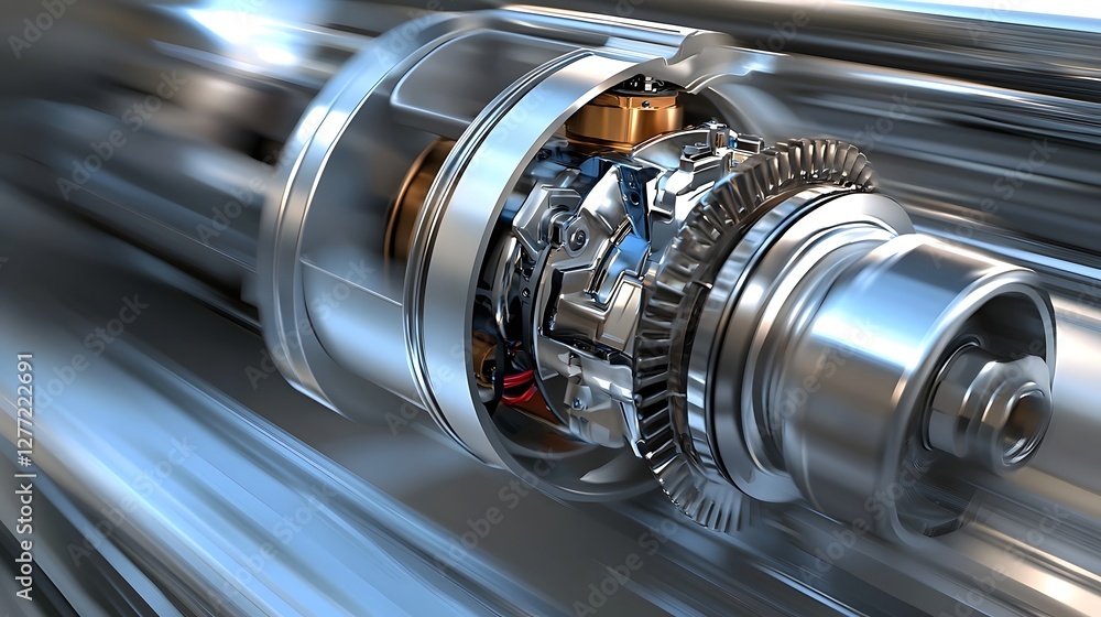 Fototapete close up view of a high performance automobile turbocharger component showcasing its intricate inter