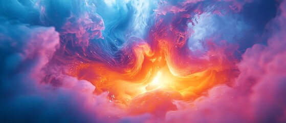 Dreamlike vision of a light bulb bursting with colorful paint