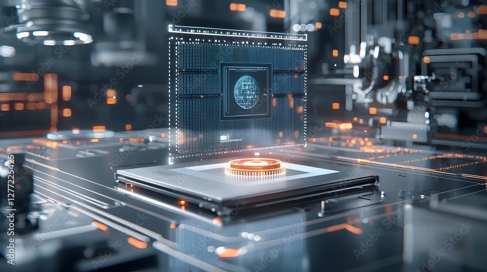 Aufkleber Cutting edge AI powered inspection system meticulously verifying perfect pixel alignment in highly sophisticated digital technology