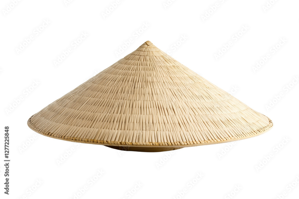 Poster tan straw hat with a pointed top, isolated