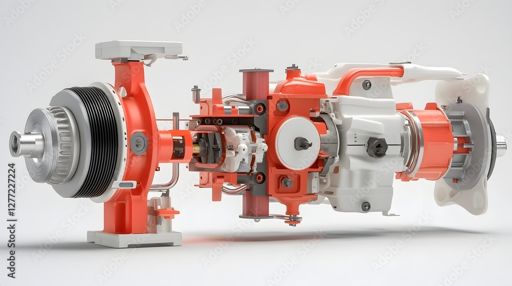 Aufkleber Detailed cross section view of a hybrid powertrain system displaying the of both electric and gasoline powered components for a comprehensive transportation solution