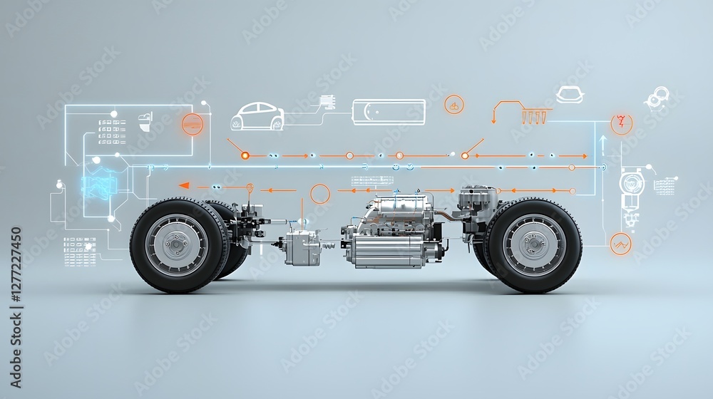 Leinwandbilder detailed cutaway diagram showcasing the intricate components and energy flow within a vehicle s powe