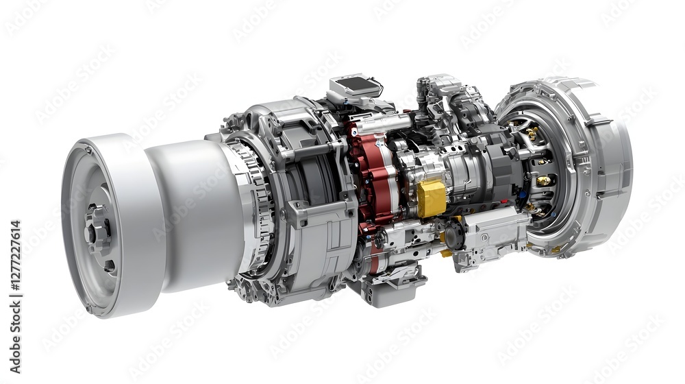Aufkleber Detailed cutaway view showcasing the intricate internal components and mechanics of a modern continuously variable transmission CVT engine system