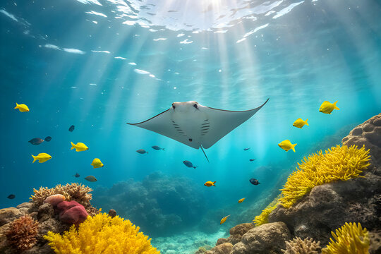 Serene Mantarraya Swimming in a Turquoise Paradise