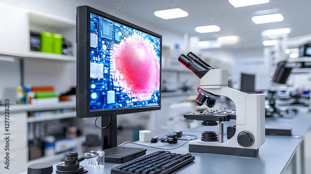 Poster detailed microscopic examination and analysis of a thin film transistor tft display revealing the in