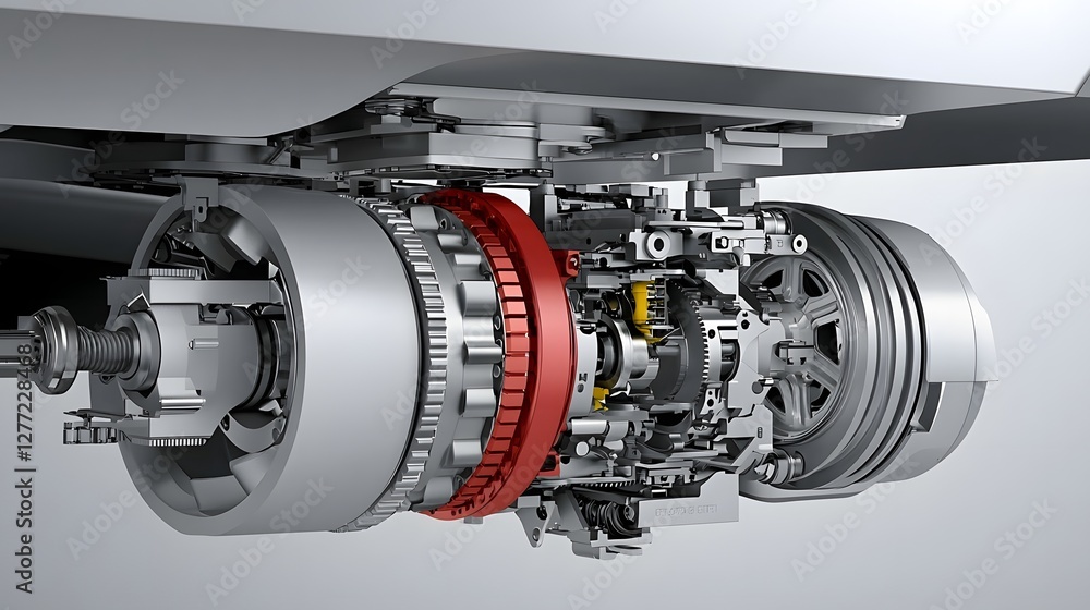 Leinwandbilder detailed shot of the intricate differential gear mechanism inside a car s drivetrain system the imag