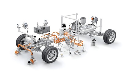 Detailed schematic diagram showcasing the inner workings and components of a hydrogen fuel cell vehicle s propulsion system including the electric motor battery and other critical elements